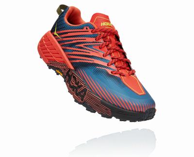 Hoka One One Men's Speedgoat 4 Trail Running Shoes Red/Blue (HO9870) Australia